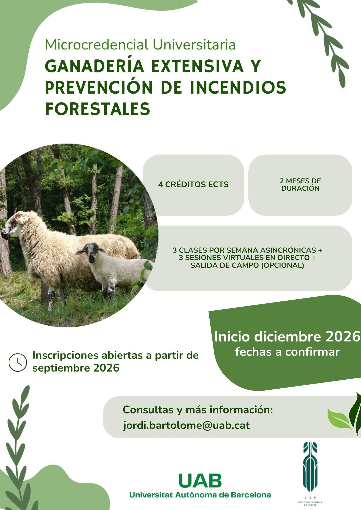 Microcredencial en Ganadería extensiva y prevención incendios forestales